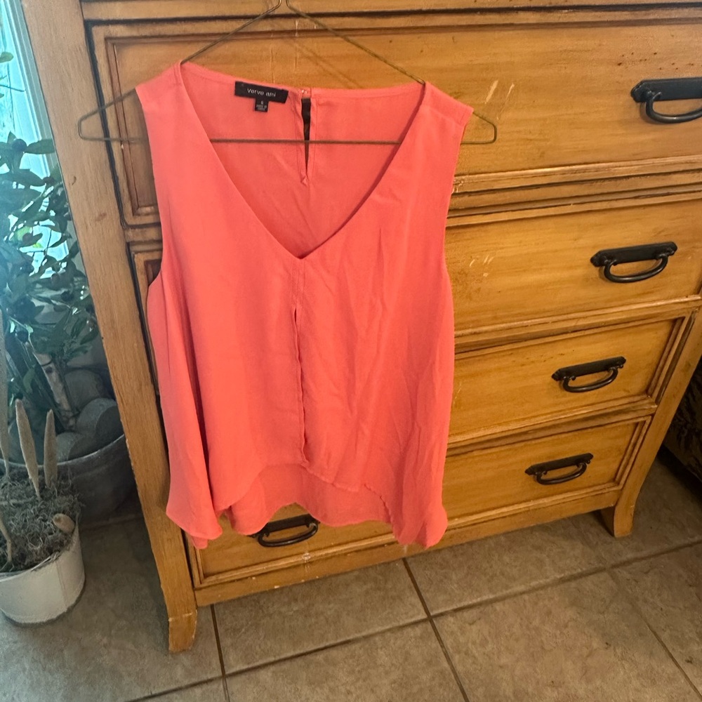 Verve Ami Orange Boxy Buttoned Tank Top